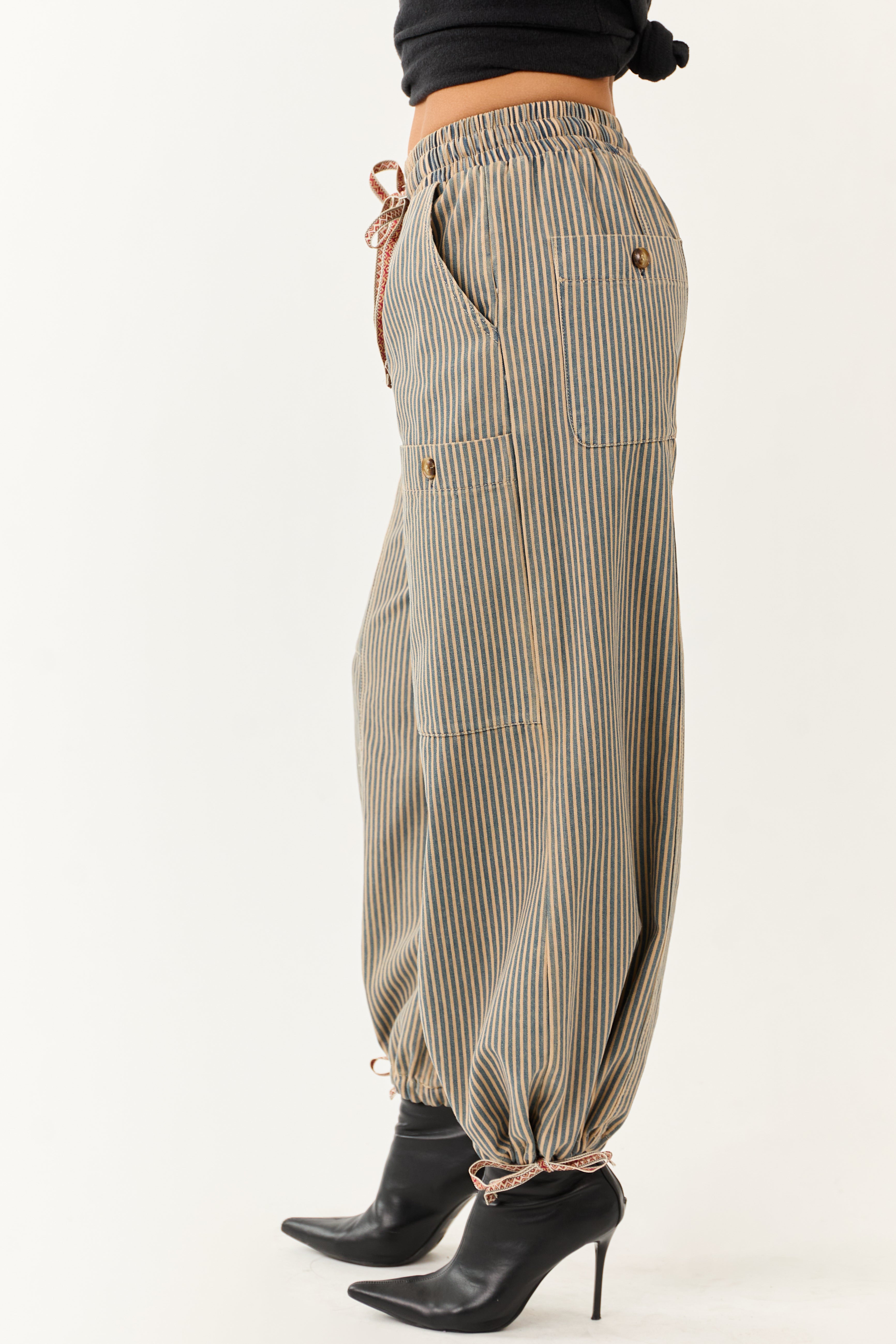 PRE-ORDER Copper and Ocean Striped Wide Leg Denim Pants SHIP ETA 9/26