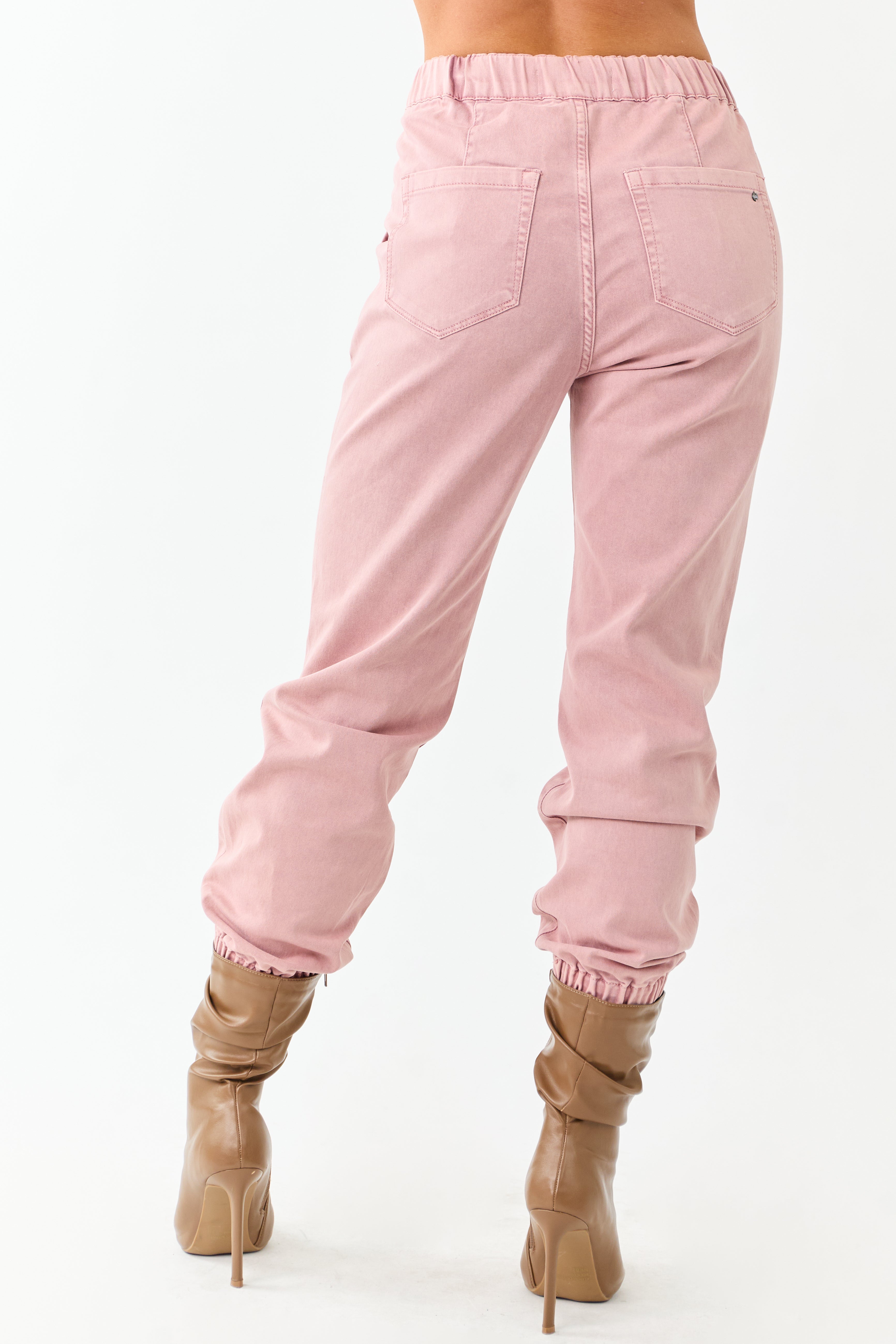 Mica Denim Dusty Rose Cropped Jogger Jeans
