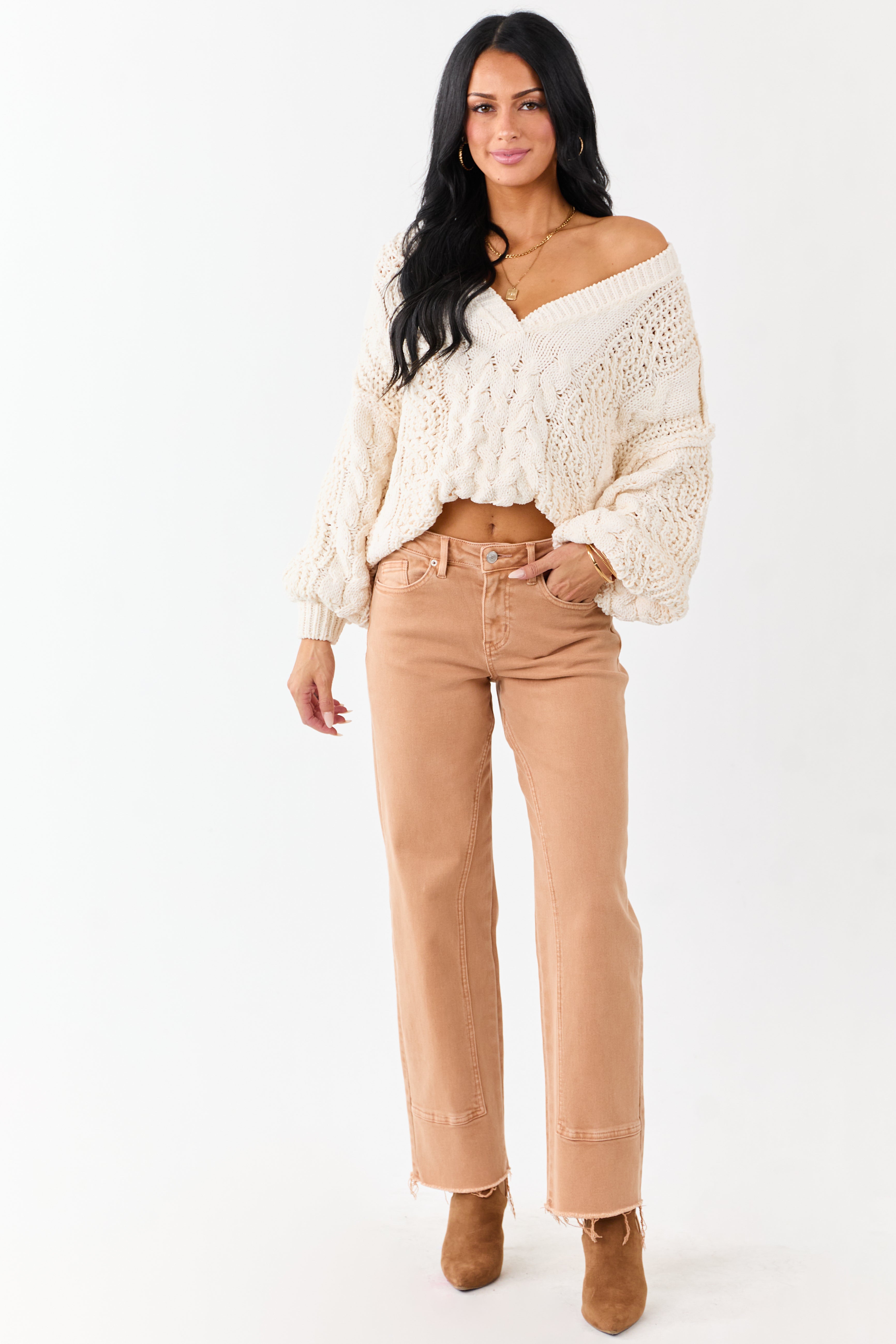 Mica Denim Sandstone Washed Stretchy Straight Jeans
