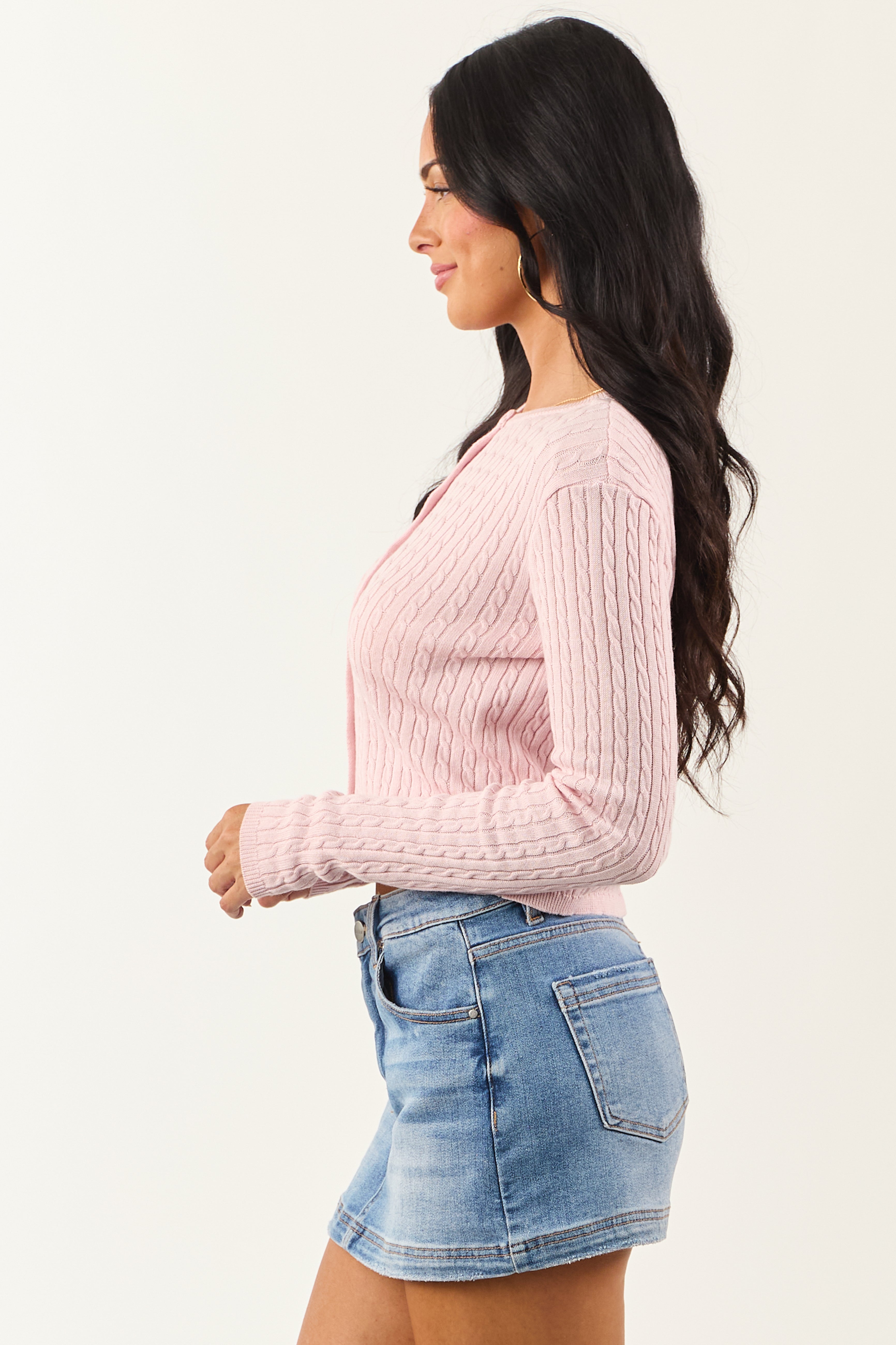 Carnation Button Down Cable Knit Cardigan