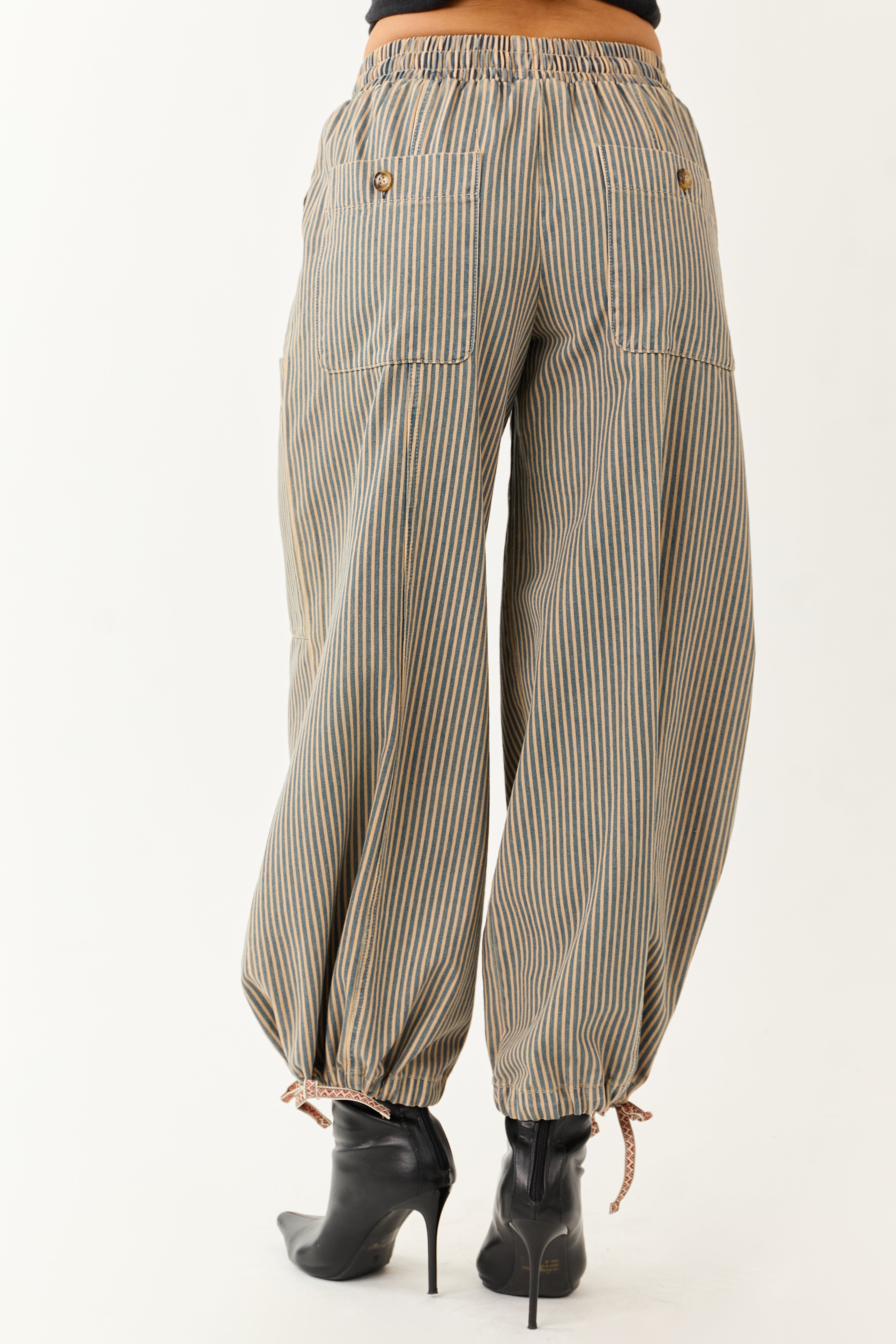 PRE-ORDER Copper and Ocean Striped Wide Leg Denim Pants SHIP ETA 9/26