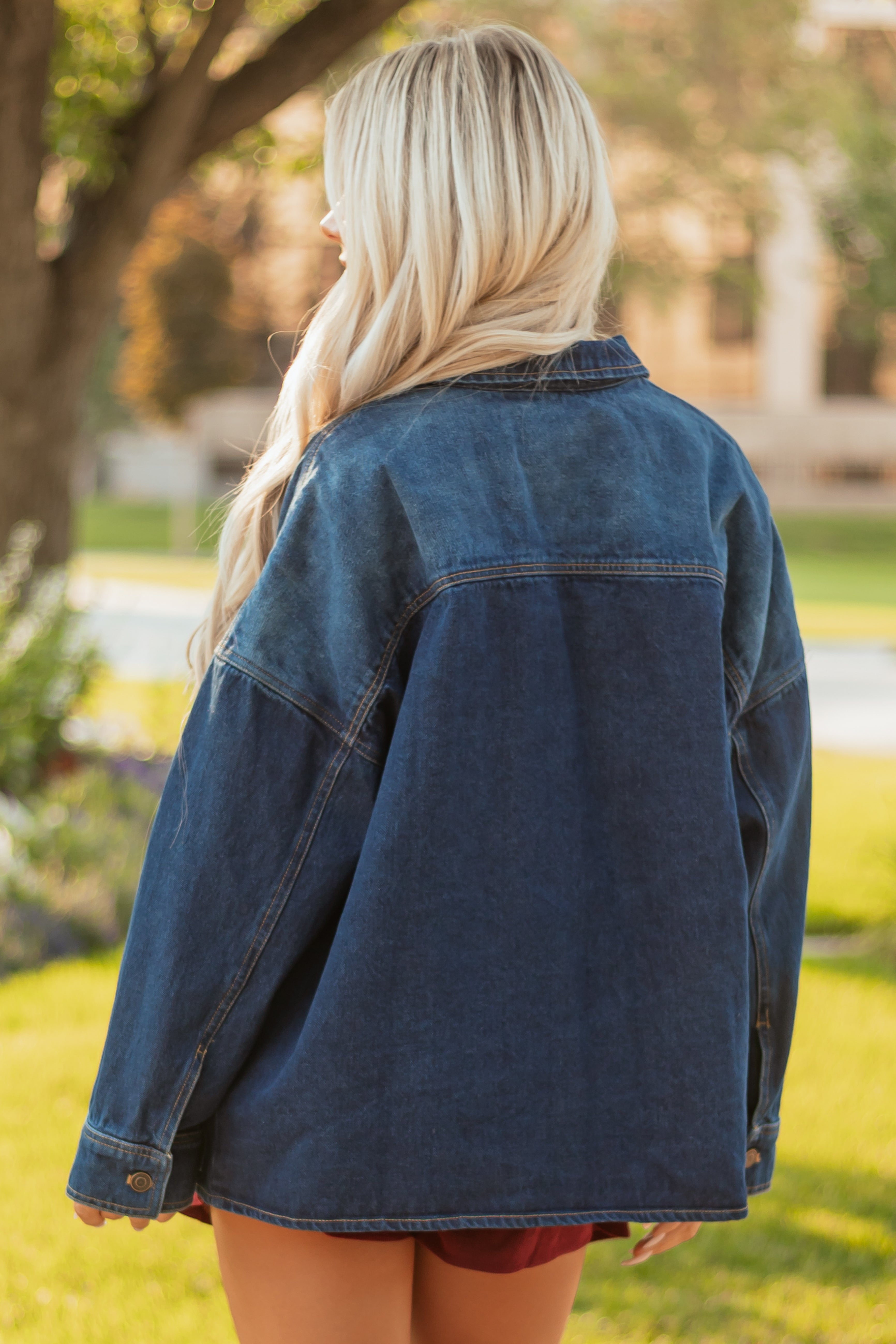 Dark Wash Button Down Relaxed Denim Jacket