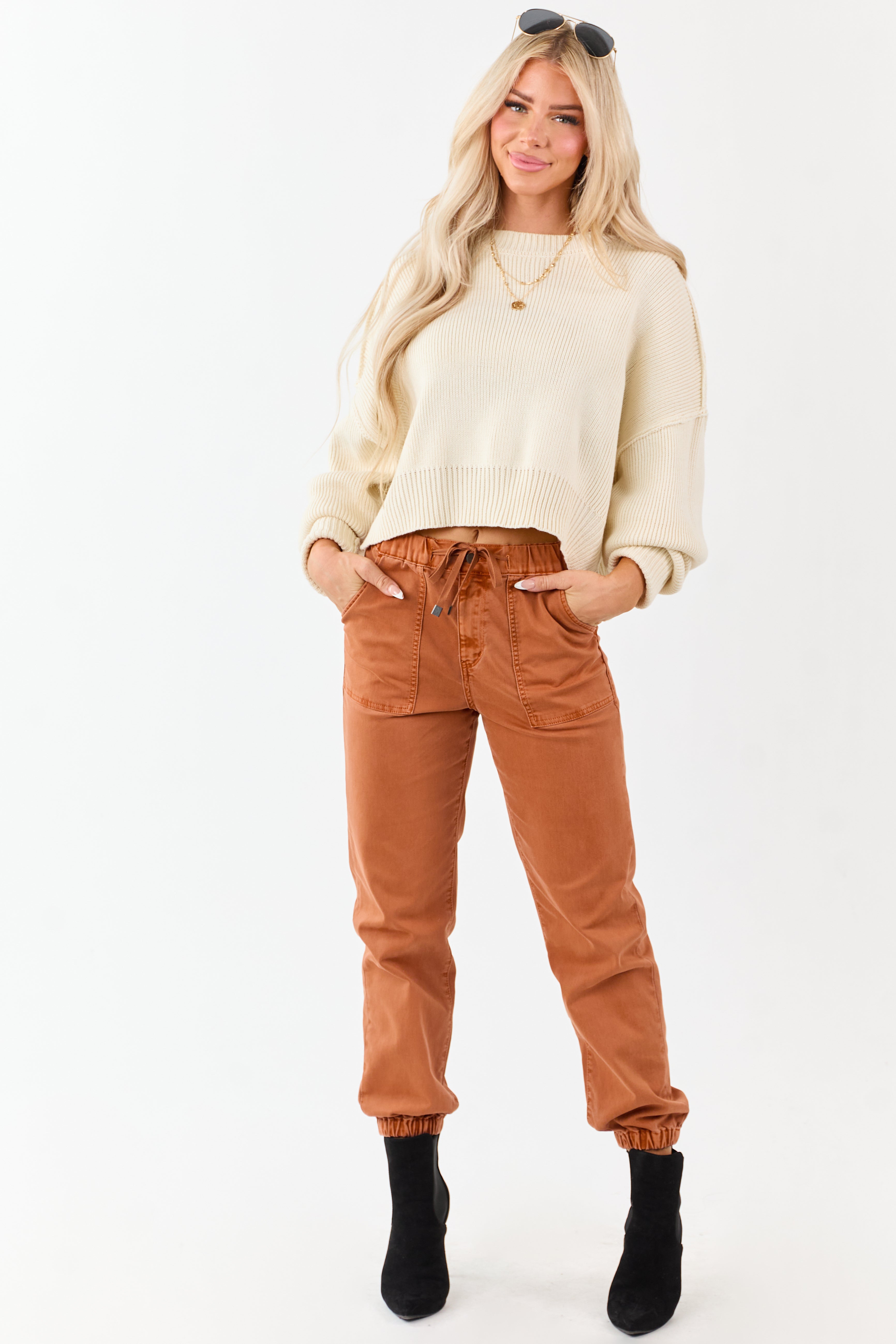 Mica Denim Pumpkin Spice Cropped Jogger Jeans