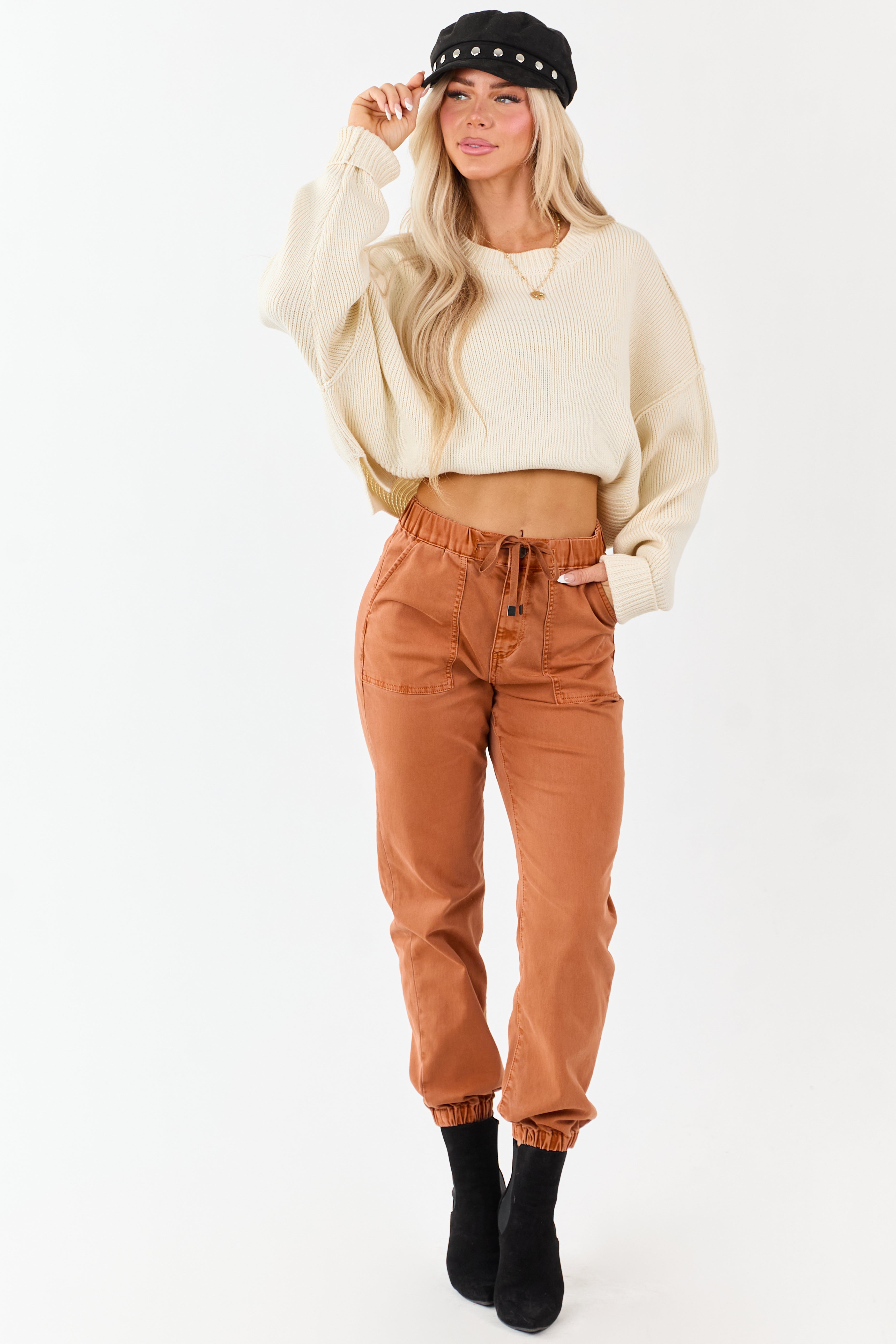 Mica Denim Pumpkin Spice Cropped Jogger Jeans