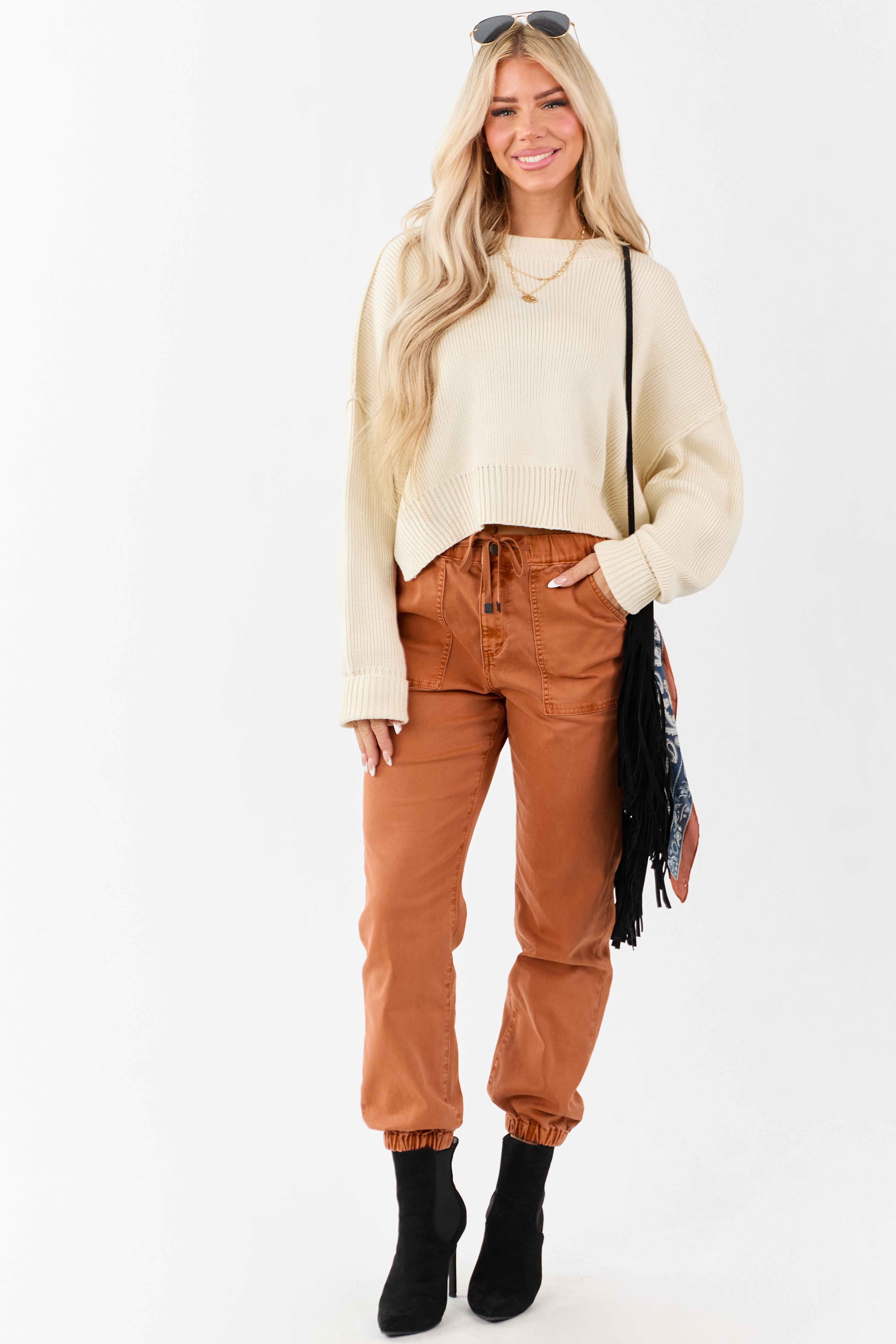 Mica Denim Pumpkin Spice Cropped Jogger Jeans